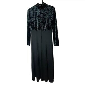 J&R Black Long Sleeve Turtleneck Velvet Dress Womens Size M Punk Gothic 90s Y2K